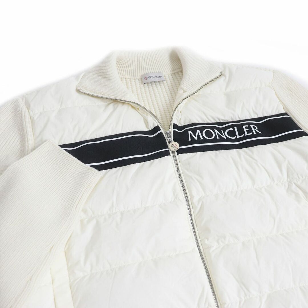 MONCLER(モンクレール)の極美品□2022年製 MONCLER/モンクレール  CARDIGAN ロゴワッペン付き ウール ZIPUP ニットブルゾン/ダウンジャケット アイボリー 3XL 正規 メンズのジャケット/アウター(ダウンジャケット)の商品写真