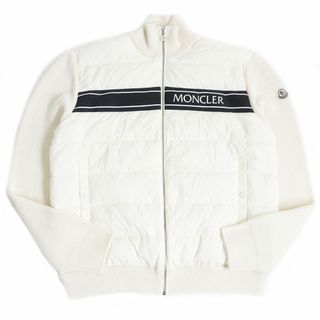 モンクレール(MONCLER)の極美品□2022年製 MONCLER/モンクレール  CARDIGAN ロゴワッペン付き ウール ZIPUP ニットブルゾン/ダウンジャケット アイボリー 3XL 正規(ダウンジャケット)