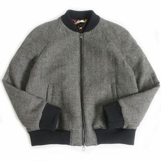 ラルディーニ(LARDINI)の美品□LARDINI/ラルディーニ 千鳥格子柄 裏フラワープリント ウール100％ WZIP ブルゾンジャケット グレー系 40 イタリア製 正規品 メンズ(ブルゾン)