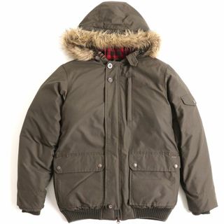 ウールリッチ(WOOLRICH)の美品◆WOOLRICH ウールリッチ 16105 ロゴボタン ダブルZIP×ボタン エコファー・フード付き  ダウンジャケット/コート カーキ S メンズ(ダウンジャケット)