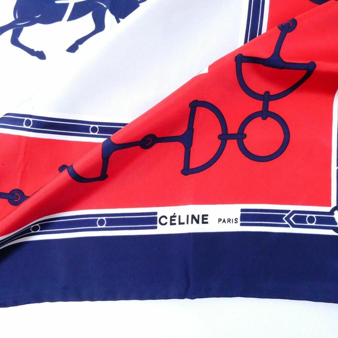 celine(セリーヌ)のほぼ美品 CELINE 馬車 ホースビット シルク100％ スカーフ レディースのファッション小物(バンダナ/スカーフ)の商品写真