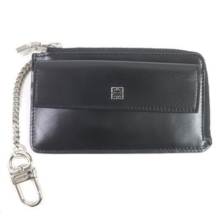 ジバンシィ(GIVENCHY)の極美品 GIVENCHY ジバンシィ BB60JBB15S-001 4G シルバーロゴ金具 ジップ レザーカードホルダー 名刺入れ カードケース ブラック 箱・保存袋付き イタリア製 メンズ 定価64,900円(名刺入れ/定期入れ)