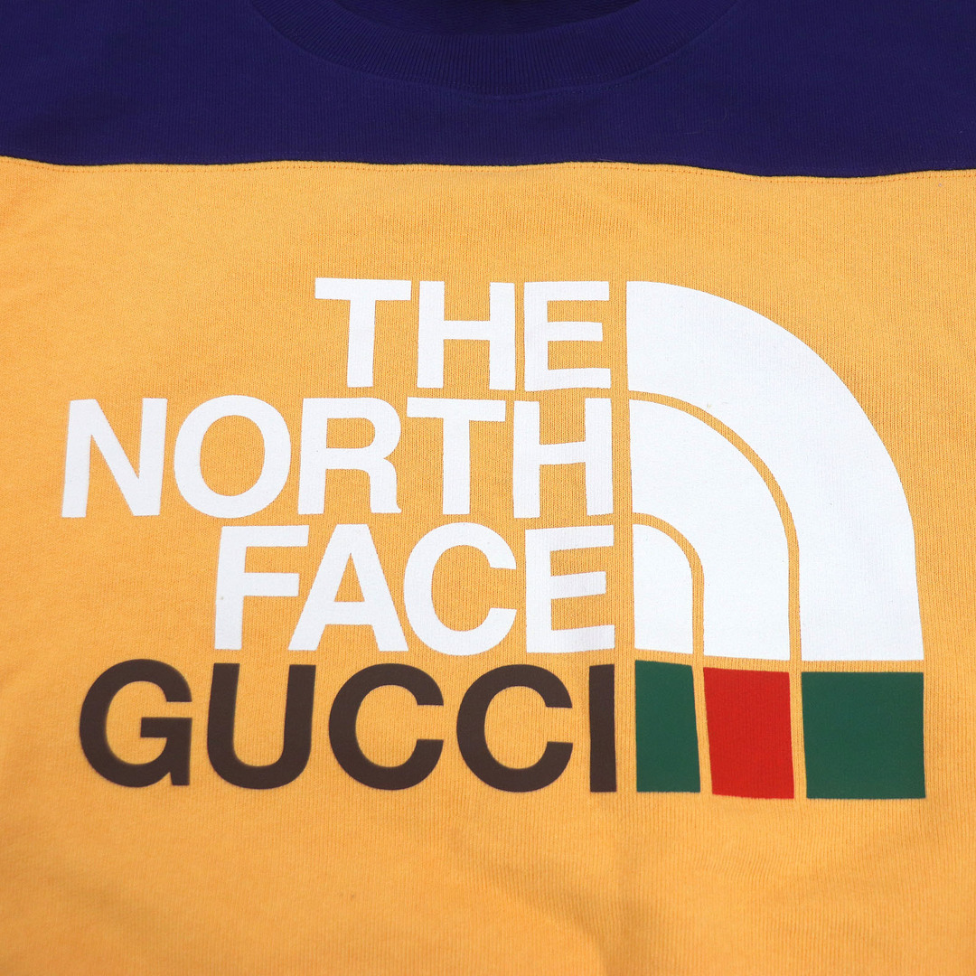 Gucci(グッチ)の美品 GUCCI グッチ THE NORTH FACE 21AW 671449 コットン バイカラー ロゴプリント トレーナー スウェット ネイビー オレンジ M イタリア製 正規品 メンズ メンズのトップス(スウェット)の商品写真