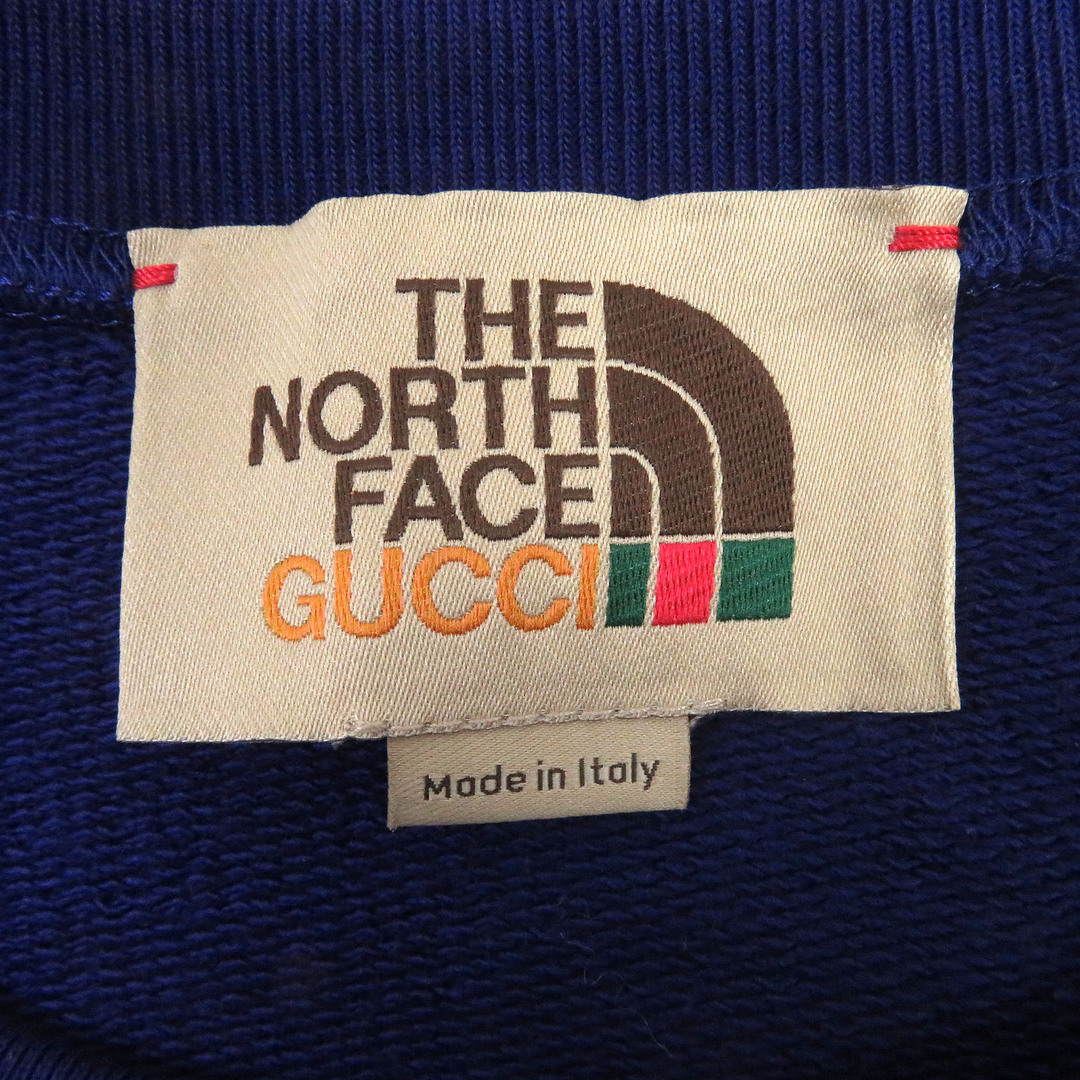 Gucci(グッチ)の美品 GUCCI グッチ THE NORTH FACE 21AW 671449 コットン バイカラー ロゴプリント トレーナー スウェット ネイビー オレンジ M イタリア製 正規品 メンズ メンズのトップス(スウェット)の商品写真