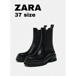 ザラ(ZARA)のZARA　リアルレザートラックソールアンクルブーツ　37サイズ(ブーツ)