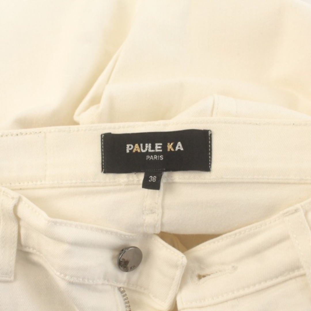 PAULE KA(ポールカ)のポールカ デニムパンツ ジーンズ ストレッチ ジップフライ 紙パッチ 38 白 レディースのパンツ(デニム/ジーンズ)の商品写真