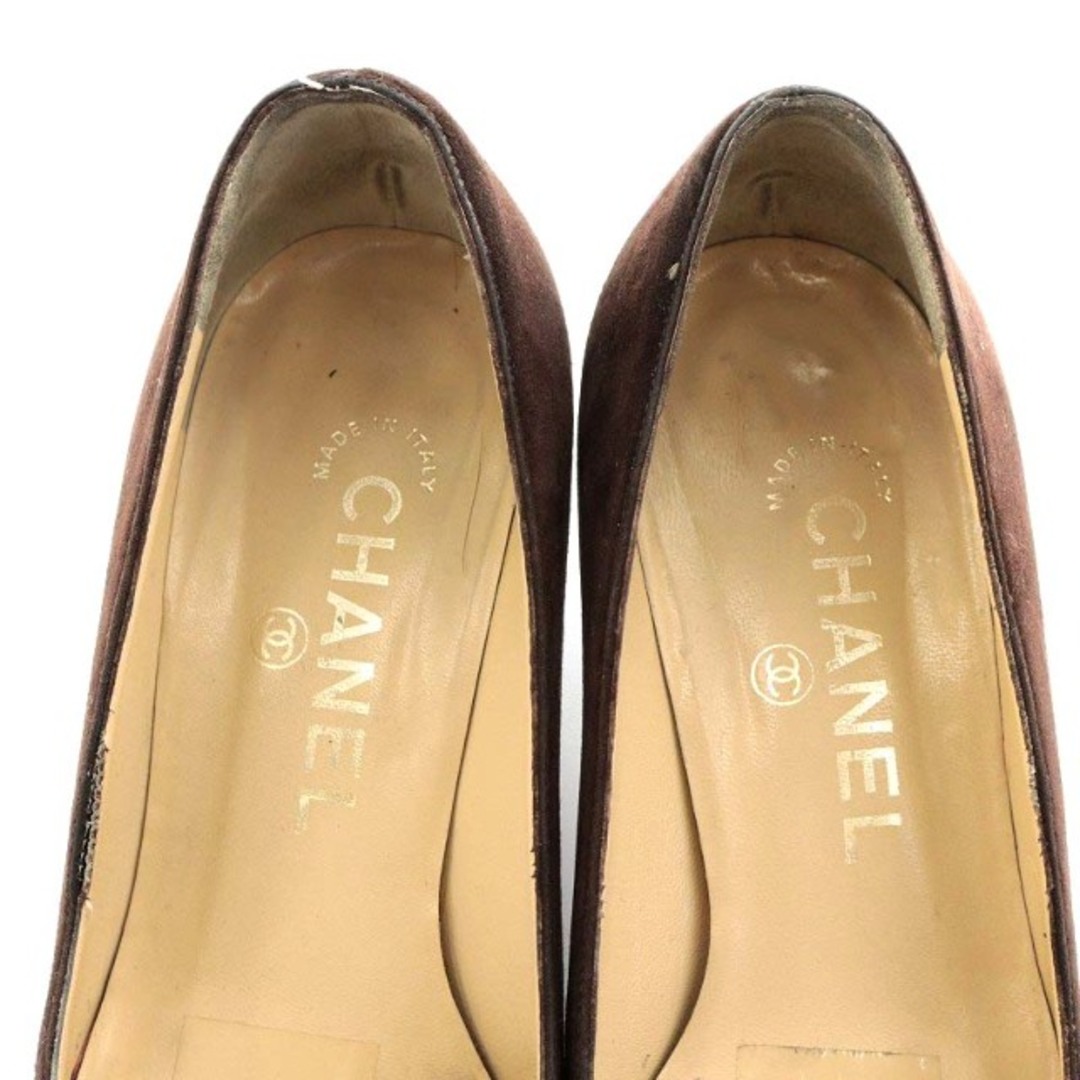 CHANEL(シャネル)のシャネル ココマーク パンプス ヒール スエード 34.5 21.5cm 茶 レディースの靴/シューズ(ハイヒール/パンプス)の商品写真