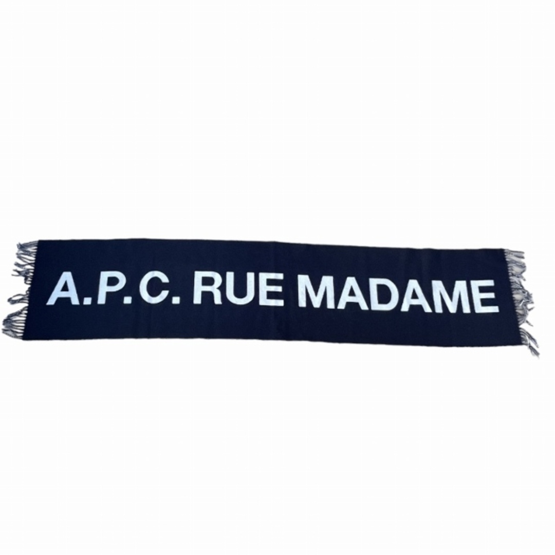 A.P.C(アーペーセー)のA.P.C. ロゴ フリンジ ウール マフラー ネイビー 紺 レディース レディースのファッション小物(マフラー/ショール)の商品写真