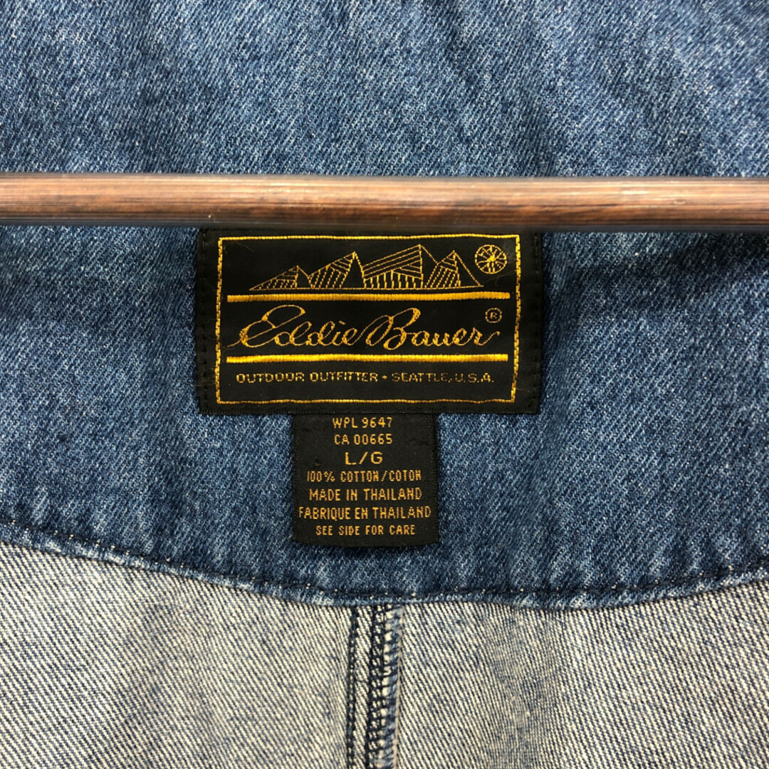 Eddie Bauer(エディーバウアー)の90年代 Eddie Bauer エディーバウアー デニムコート アウター アウトドア ブルー (レディース L) 中古 古着 P8832 レディースのジャケット/アウター(ロングコート)の商品写真