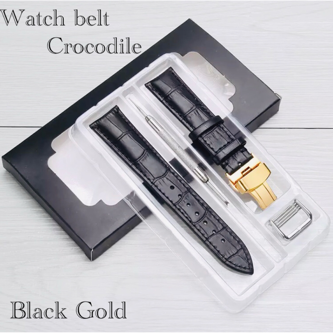腕時計ベルト 時計バンド 替えベルト Dバックル　レザー　革　クロコダイル型押し メンズの時計(レザーベルト)の商品写真