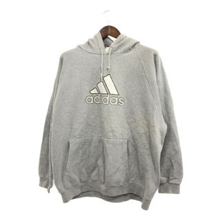 アディダス(adidas)の90年代 USA製 adidas アディダス ロゴ スウェット パーカー トップス スポーツ グレー (メンズ XL) 中古 古着 P8897(パーカー)