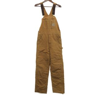 カーハート(carhartt)の90年代 USA製 Carhartt カーハート ダック オーバーオール ボトムス ダブルニー ワーク ブラウン (メンズ 32×34) 中古 古着 P8930(サロペット/オーバーオール)