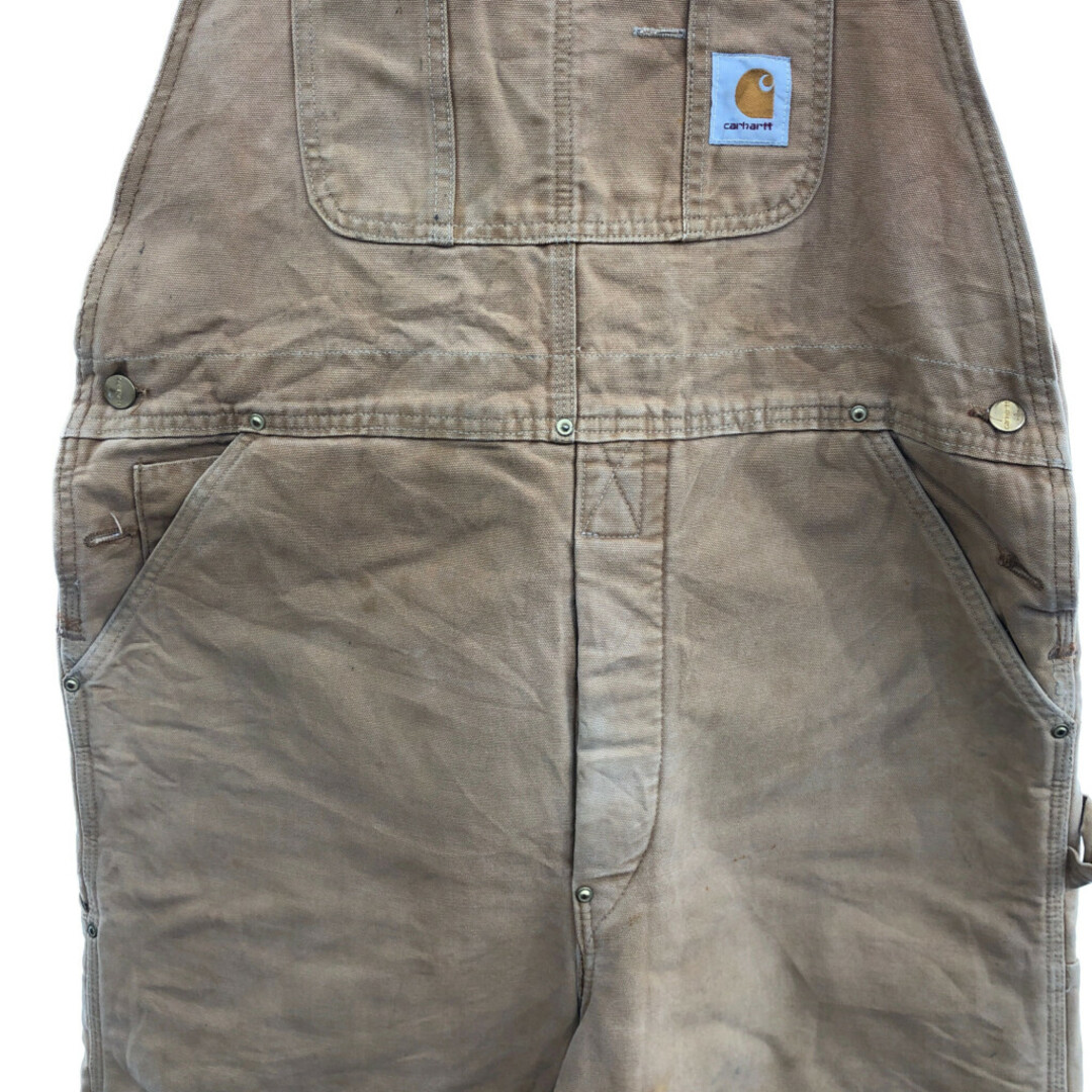 carhartt(カーハート)のCarhartt カーハート ダック ワーク ダブルニー オーバーオール ボトムス ベージュ (メンズ 42) 中古 古着 P9205 メンズのパンツ(サロペット/オーバーオール)の商品写真