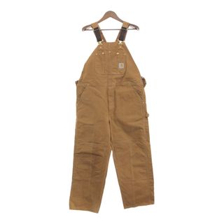 カーハート(carhartt)の90年代 USA製 Carhartt カーハート ダック ワーク ダブルニー オーバーオール ボトムス ブラウン (メンズ 42/30) 中古 古着 P9216(サロペット/オーバーオール)