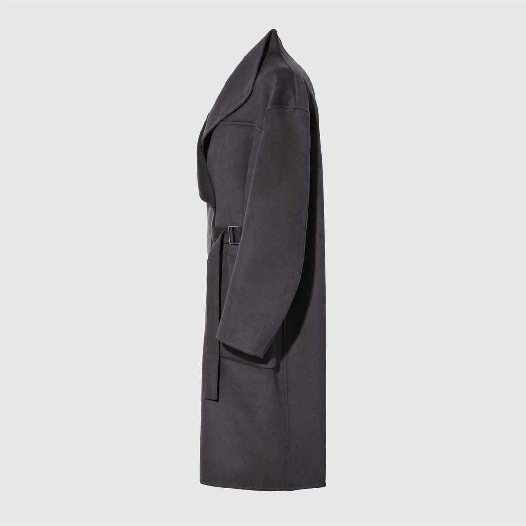 UNIQLO(ユニクロ)のユニクロ　カシミヤブレンドノーカラーコート　s ブラック レディースのジャケット/アウター(ロングコート)の商品写真