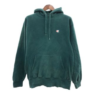 チャンピオン(Champion)のChampion チャンピオン リバースウィーブ ワンポイントロゴ パーカー トップス カジュアル グリーン (メンズ L) 中古 古着 P9544(パーカー)