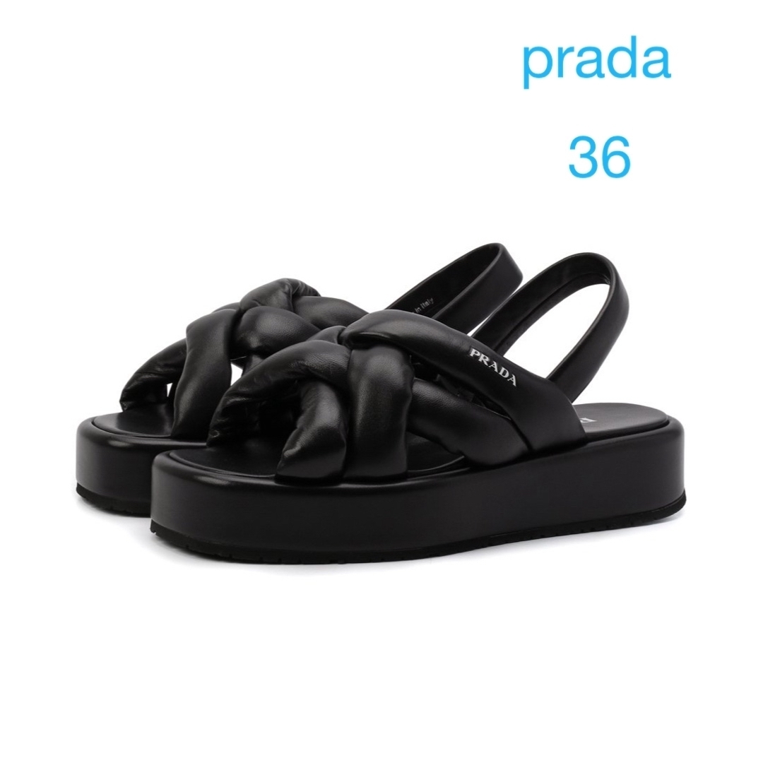 PRADA(プラダ)のprada プラダ フラットフォーム サンダル ブラック 36 レディースの靴/シューズ(サンダル)の商品写真
