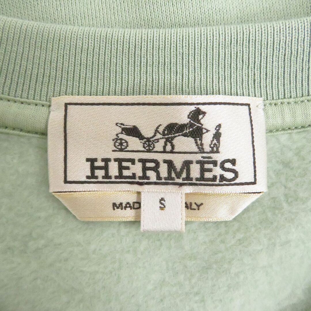 Hermes(エルメス)の美品□21SS HERMES/エルメス ハロー・ミスター・ファリエール ラムレザーパッチ スウェットシャツ/トレーナー ライトグリーン S 伊製 正規 メンズのトップス(スウェット)の商品写真