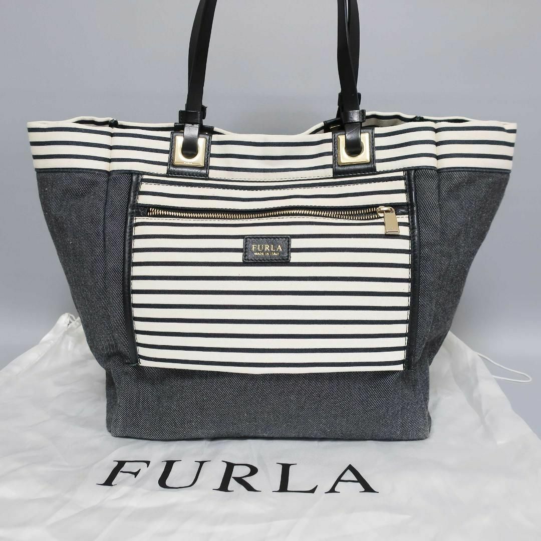 Furla(フルラ)の正規美品 フルラ FURLA トートバッグ キャンバス レザー A4 大容量 袋 レディースのバッグ(トートバッグ)の商品写真