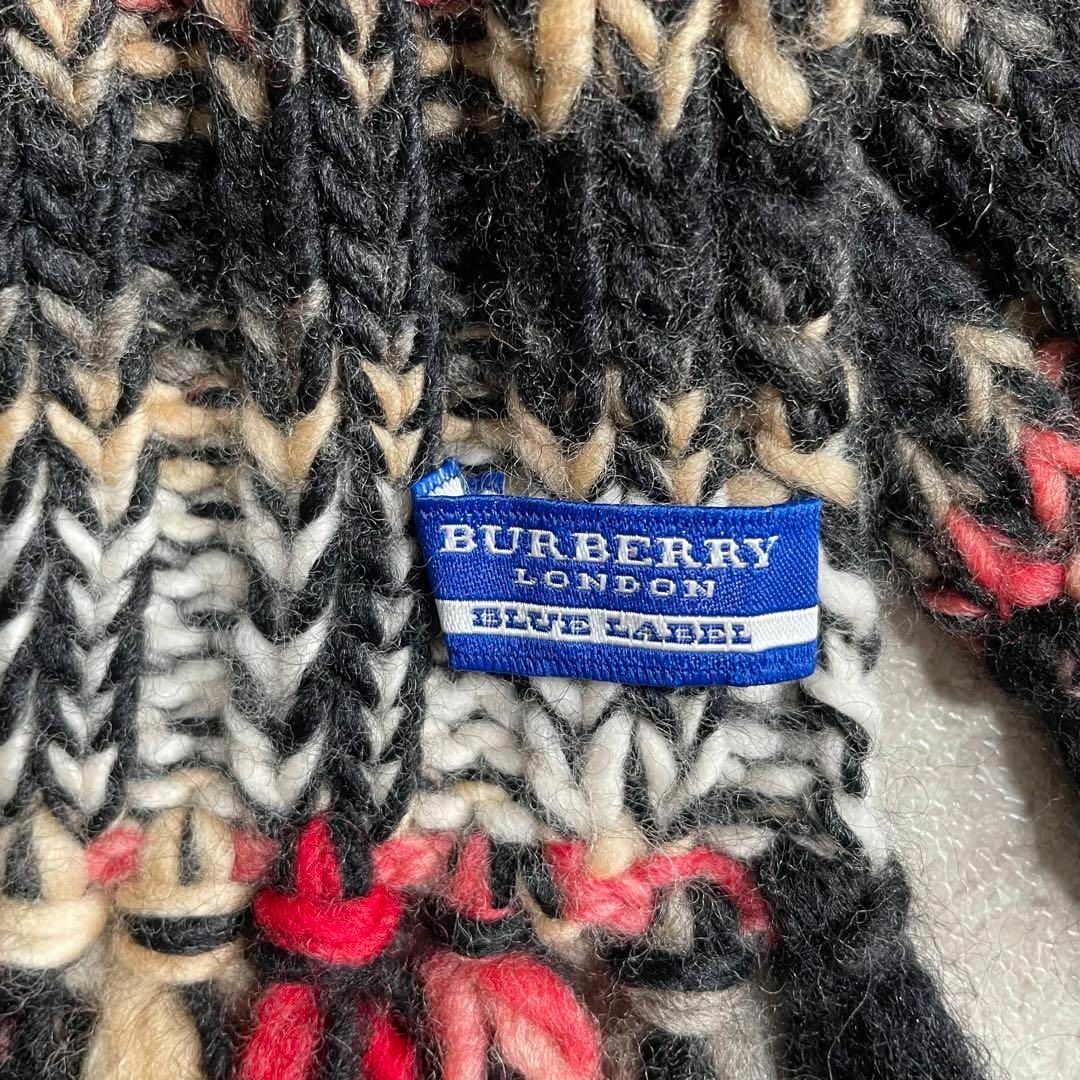 BURBERRY BLUE LABEL(バーバリーブルーレーベル)のY2K BURBERRY BLUE LABEL チェックリブニットロングマフラ レディースのファッション小物(マフラー/ショール)の商品写真