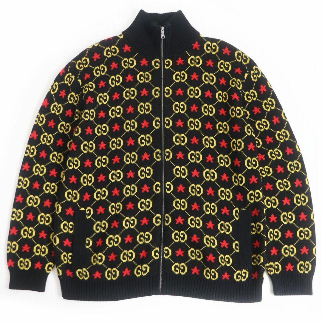 Gucci(グッチ)の美品□20AW GUCCI/グッチ 576796 GGパターン/スター総柄 ZIPUP ジャガード ニットブルゾンジャケット/ドライバーズニット 黒系 S 正規品 メンズのジャケット/アウター(その他)の商品写真