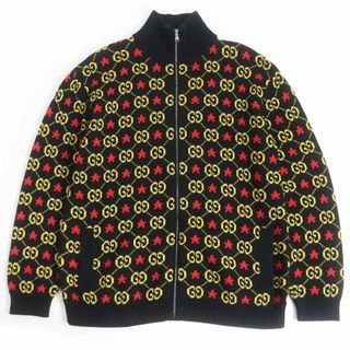 グッチ(Gucci)の美品□20AW GUCCI/グッチ 576796 GGパターン/スター総柄 ZIPUP ジャガード ニットブルゾンジャケット/ドライバーズニット 黒系 S 正規品(その他)