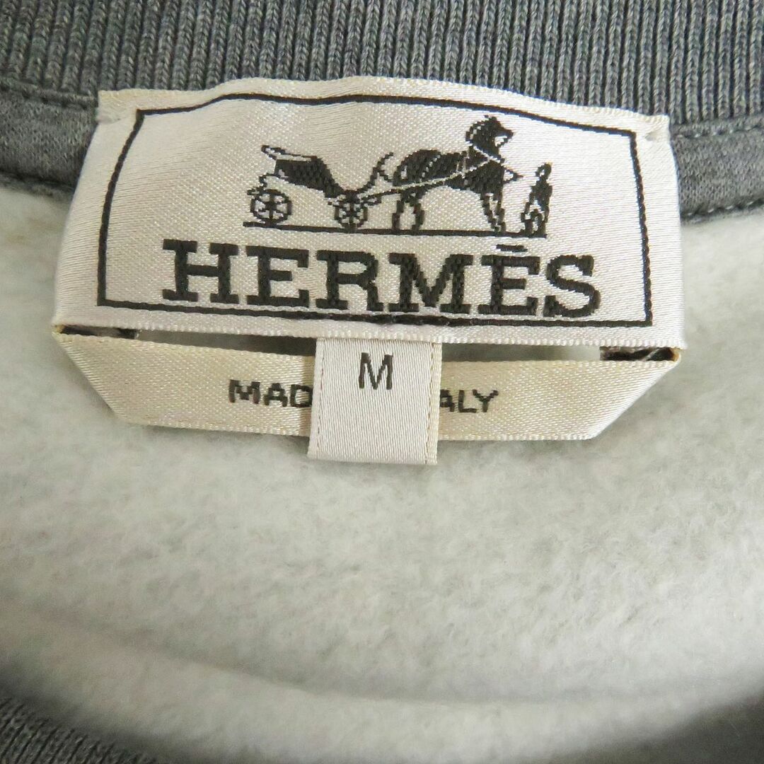 Hermes(エルメス)の極美品□21SS HERMES/エルメス ハロー・ミスター・ファリエール ラムレザー使い 長袖 スウェットシャツ/トレーナー グレー M 伊製 正規品 メンズのトップス(スウェット)の商品写真