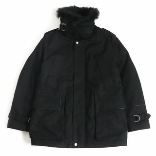 Saint Laurent - 美品□20AW サンローランパリ 616419 リネン混 襟元ラムファー使用 中綿入り WZIP ミリタリージャケット ブラック 42 イタリア製 正規品