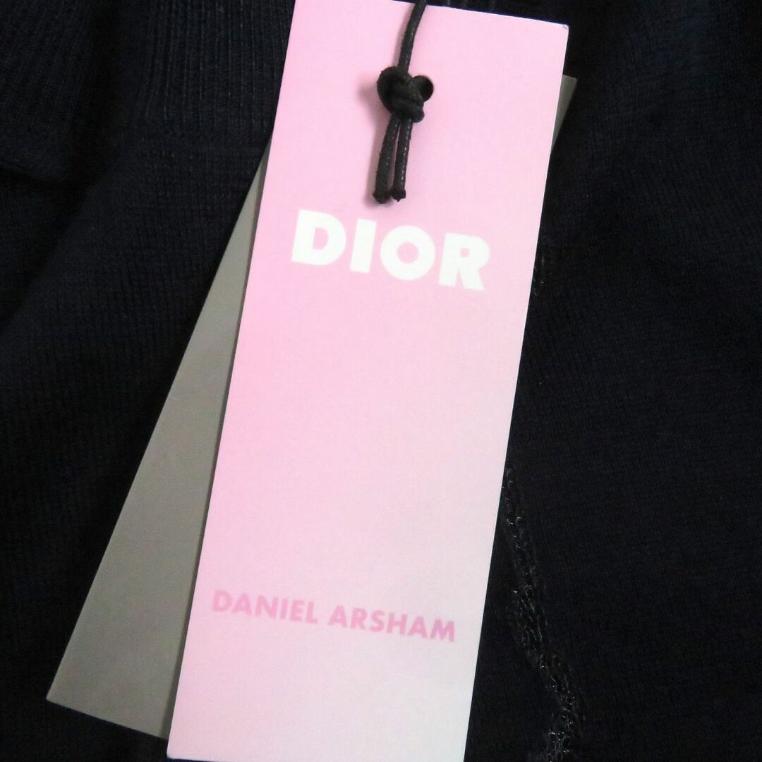 DIOR HOMME(ディオールオム)の未使用品□20年製 DIOR ディオール オム×ダニエル・アーシャム 023M654AT090 Crack Embroidery Logo Knit 薄手 変形ニット/セーター 紺 L メンズのトップス(ニット/セーター)の商品写真