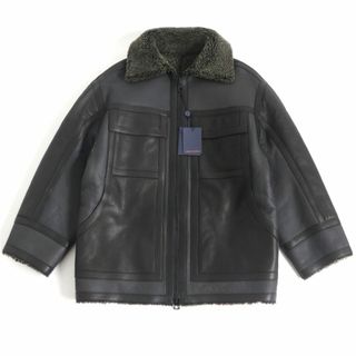 ルイヴィトン(LOUIS VUITTON)の未使用品□20AW ルイヴィトン 1A5ZV9 リバーシブル モノグラム シアリング ラムレザー ムートンジャケット 46 チャコール フランス製 正規　t01-st30404-9834(その他)