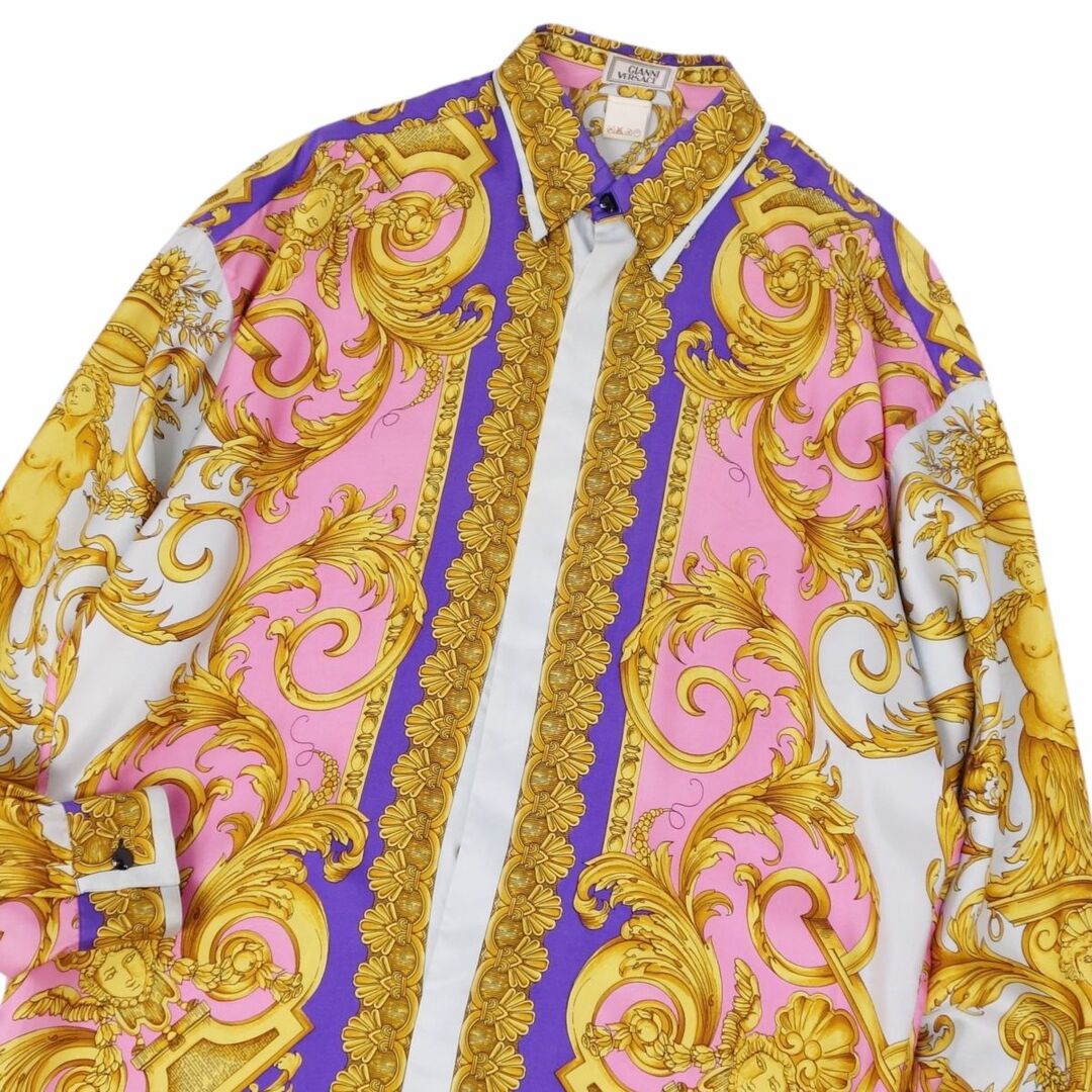 Gianni Versace(ジャンニヴェルサーチ)のVintage ジャンニヴェルサーチ GIANNI VERSACE シャツ ロングスリーブ 長袖 総柄 シルク100％ トップス メンズ 46(S相当) マルチカラー メンズのトップス(シャツ)の商品写真