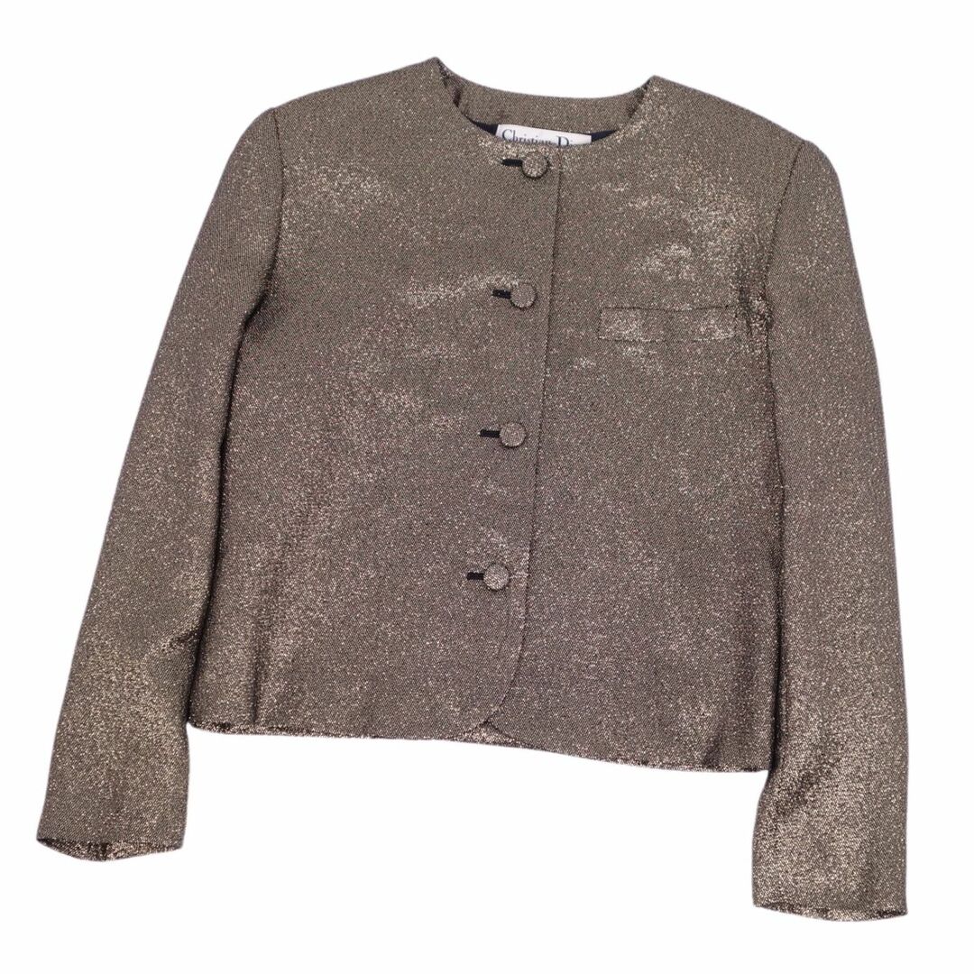 Christian Dior - 美品 Vintage クリスチャンディオール Christian Dior ジャケット ノーカラージャケット 無地 アウター レディース 9(M相当) グリーンゴールド