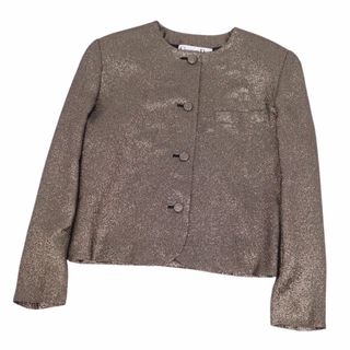 クリスチャンディオール(Christian Dior)の美品 Vintage クリスチャンディオール Christian Dior ジャケット ノーカラージャケット 無地 アウター レディース 9(M相当) グリーンゴールド(その他)