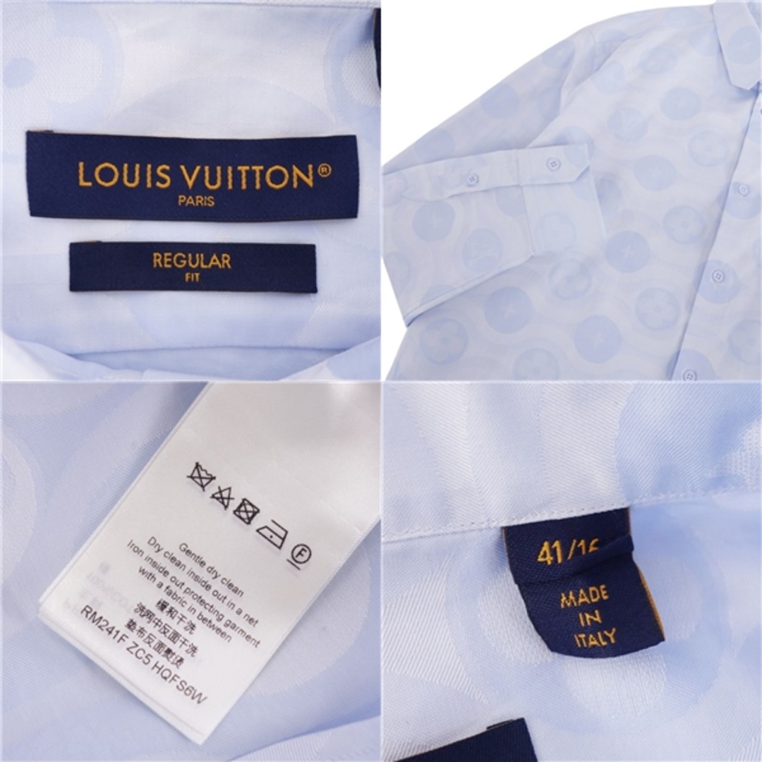 LOUIS VUITTON(ルイヴィトン)の極美品 ルイヴィトン LOUIS VUITTON シャツ 24SS ロングスリーブ モノグラム･ウェーブ コットン トップス メンズ イタリア製 41/16(XXL相当) ブルー メンズのトップス(シャツ)の商品写真