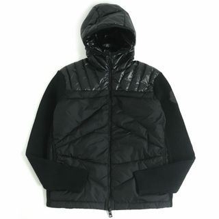 モンクレール(MONCLER)の未使用品□21-22AW モンクレールジーニアス 2 CARDIGAN TRICOT ウール切替 フーデッド ダウンジャケット/ニットブルゾン ブラック S 正規品　t02-st30323-235(ダウンジャケット)