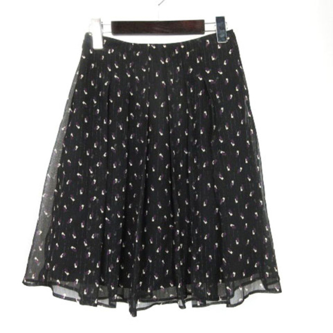 ANAYI(アナイ)のアナイ ANAYI 総柄 シフォン スカート 36 ブラック ■GY31 レディースのスカート(その他)の商品写真