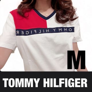 トミーヒルフィガー(TOMMY HILFIGER)の美品　トミーヒルフィガー　Vネック　半袖　メンズ　レディース　ユニセックス(Tシャツ(半袖/袖なし))