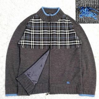 バーバリーブラックレーベル(BURBERRY BLACK LABEL)の極美品 L バーバリーブラックレーベル ブルゾン 灰 ホースロゴ ノバチェック(ブルゾン)