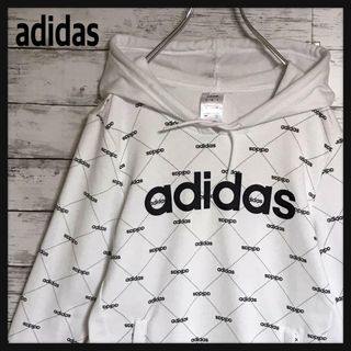 アディダス(adidas)の【美品】アディダス　ロゴ入りパーカー　裏パイル　人気カラー白　F860(パーカー)