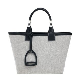 エルメス(Hermes)の　エルメス HERMES スティープル25 U刻 ブラック/グレー トワルアッシュ/スイフト レディース トートバッグ(トートバッグ)