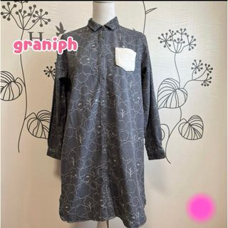 グラニフ(Design Tshirts Store graniph)の◎586 グラニフ グレー 林の中に羊？ワンピ(その他)