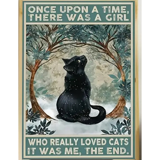 ダイヤモンドアートキット　ポスターみたいな黒猫　40㎝×30cm  藍色が可愛い(その他)