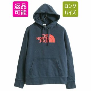 ザノースフェイス(THE NORTH FACE)のノースフェイス プリント スウェット フード パーカー レディース M / 古着 The North Face アウトドア トレーナー プルオーバー 裏起毛 紺(パーカー)