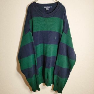 ノーティカ(NAUTICA)の【NAUTICA ノーティカ】ニット（L）セーター ボーダー ロゴ ワンポイント(ニット/セーター)