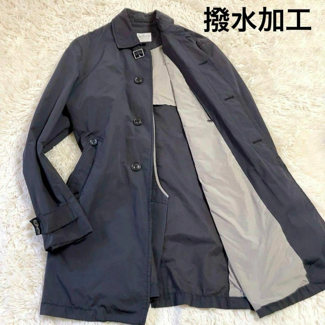 ARMANI COLLEZIONI(アルマーニ コレツィオーニ)の【撥水加工】ARMANI COLLEZIONI　ステンカラーコート　46ブラック メンズのジャケット/アウター(ステンカラーコート)の商品写真