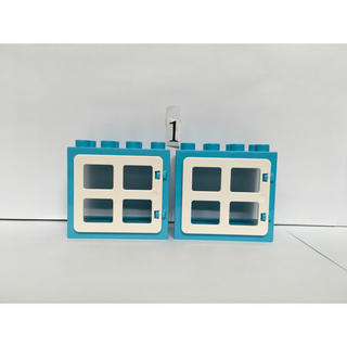 レゴデュプロ(レゴ デュプロ)のレゴ デュプロ まど 窓 特殊 パーツ ブロック 水色×白色 セット(積み木/ブロック)