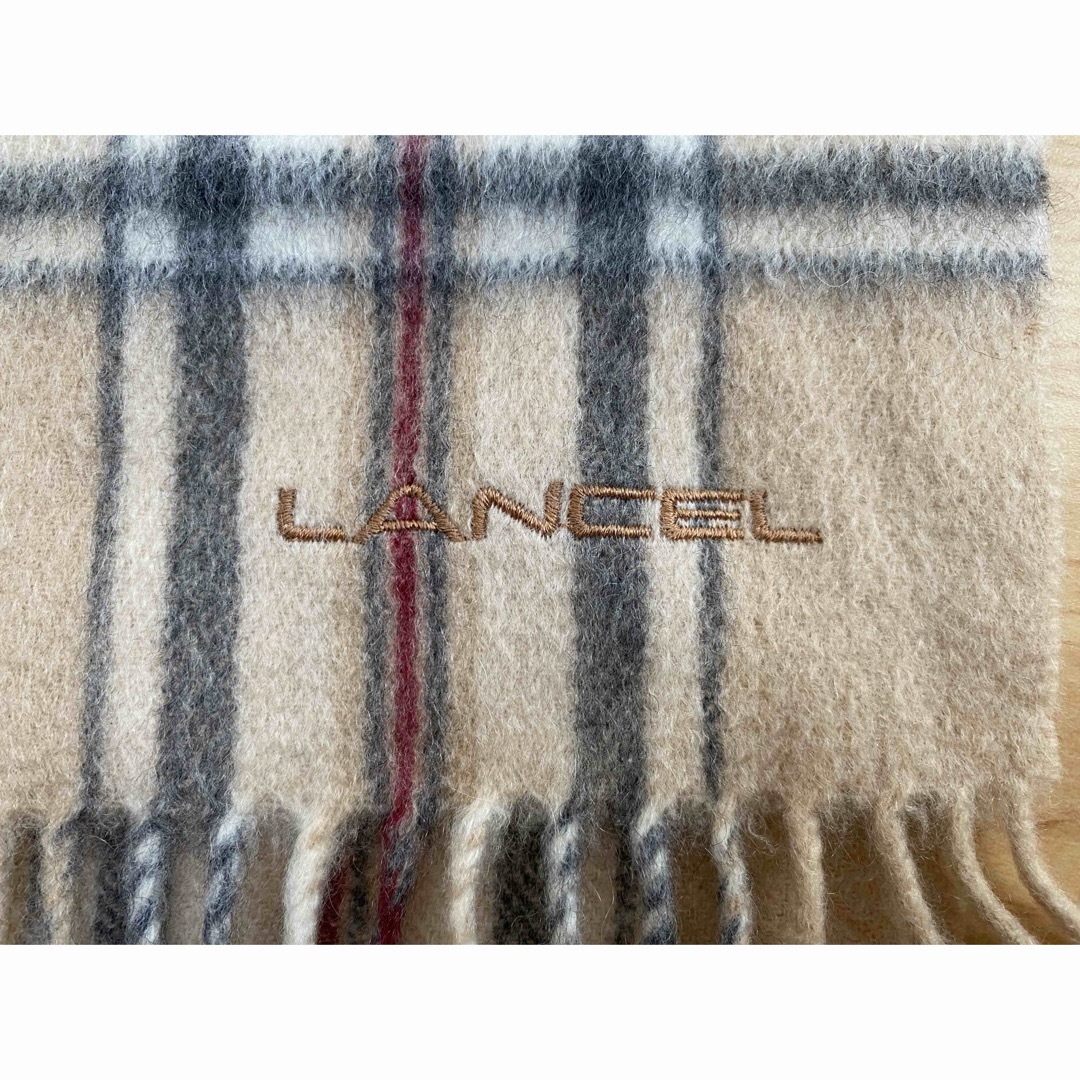 LANCEL(ランセル)のLancel ランセル カシミヤ100%マフラー チェック ベージュ レディースのファッション小物(マフラー/ショール)の商品写真