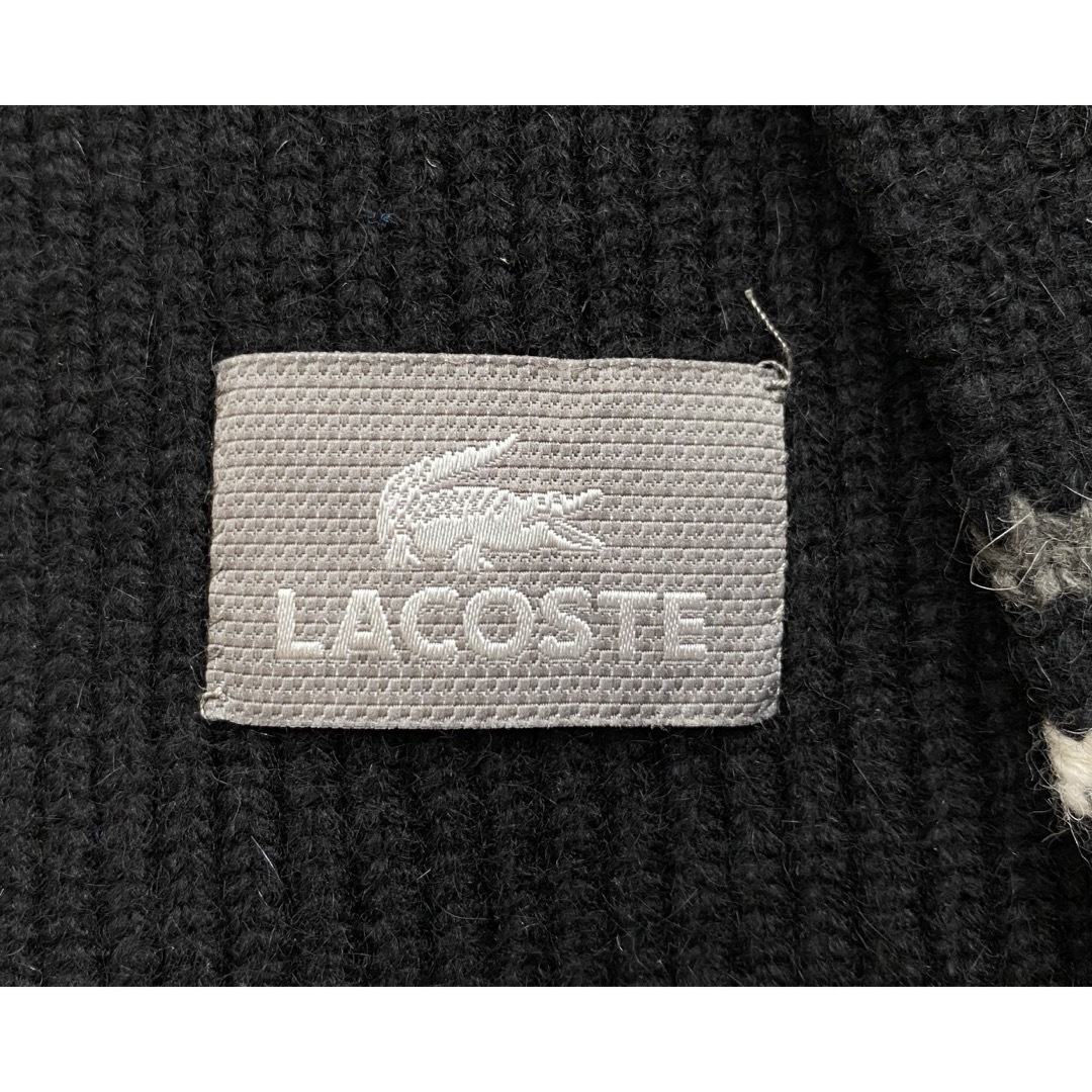 LACOSTE(ラコステ)のラコステ LACOSTE アーガイル柄ニットマフラー 黒 レディースのファッション小物(マフラー/ショール)の商品写真