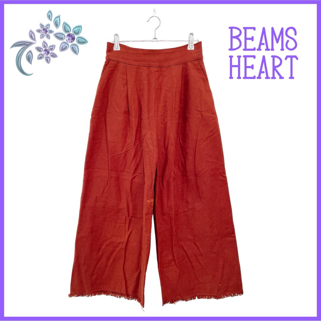 BEAMS(ビームス)の【BEAMS HEART】ワイドパンツ カットオフ M ブラウン ウエストゴム レディースのパンツ(カジュアルパンツ)の商品写真