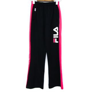 フィラ(FILA)のフィラ ロングパンツ ジャー ジ サイドライン スポーツウエア キッズ 女の子用 150サイズ ブラック×ピンク FILA(パンツ/スパッツ)